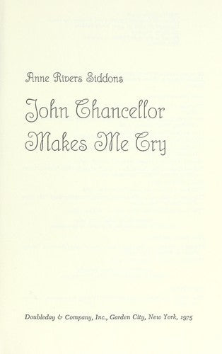 John Chancellor Makes Me Cry cover