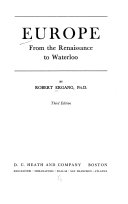 Europe from the Renaissance to Waterloo cover