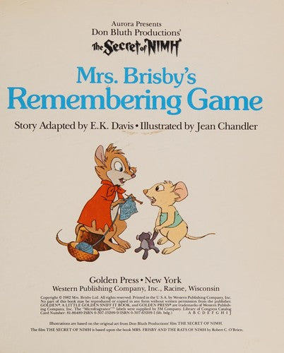 Mrs. Brisby's remembering game (A Little golden sniff it book) cover