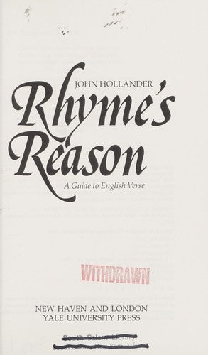 Rhyme's reason: A guide to English verse cover