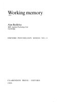 Working Memory (Oxford Psychology Series)