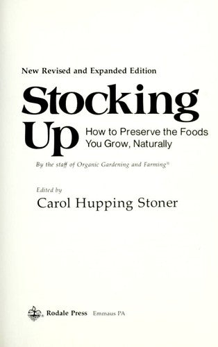 Stocking Up: How to Preserve the Foods You Grow Naturally cover