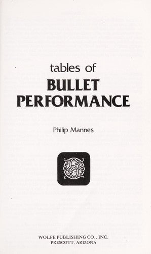 Tables of Bullet Performance cover
