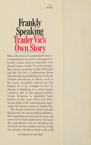 Frankly speaking: Trader Vic's own story, cover