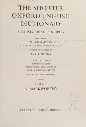 The Shorter Oxford English Dictionary (Plain)