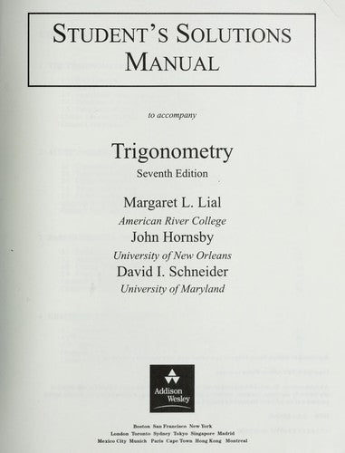 Student's Solutions Manual to Accompany Trigonometry, 7th Edition cover