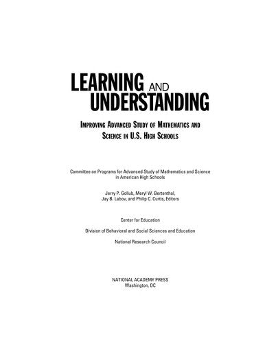 Learning and Understanding: Improving Advanced Study of Mathematics and Science in U.S. High Schools cover