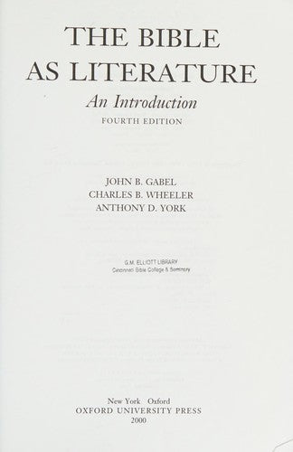 The Bible As Literature: An Introduction cover