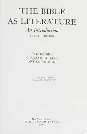 The Bible As Literature: An Introduction