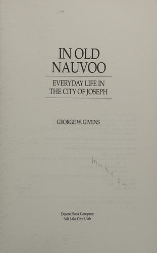 In Old Nauvoo: Everyday Life in the City of Joseph cover