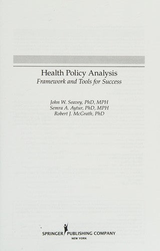 Health Policy Analysis: Framework and Tools for Success cover