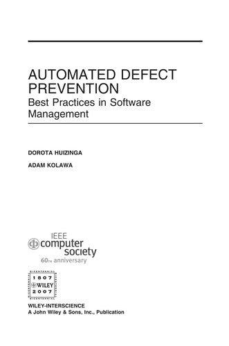 Automated Defect Prevention: Best Practices in Software Management (IEEE Press) cover