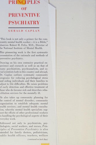 Principles of Preventive Psychiatry cover