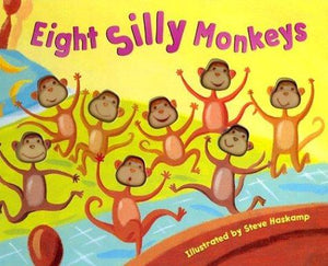 Bendon Piggy Toes Press Eight Silly Monkeys 9 Spread Board Book Storybook 13374