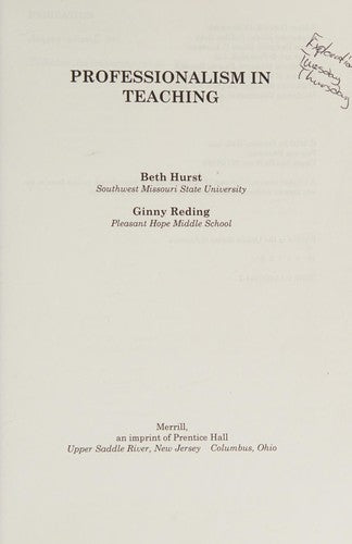 Professionalism in Teaching cover