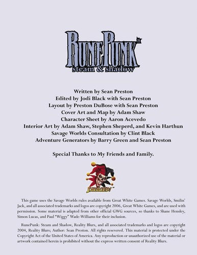 RunePunk (Savage Worlds) (REB10001) cover