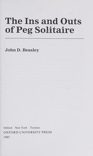 The Ins and Outs of Peg Solitaire (Recreations in Mathematics) cover