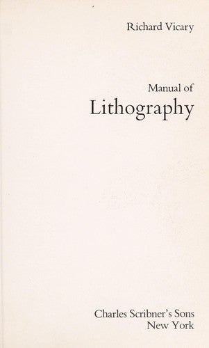 Manual of lithography cover