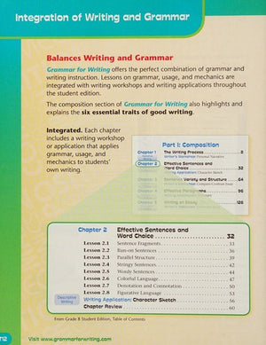 Teacher's Edition Grammar for Writing Level Red Grade 6